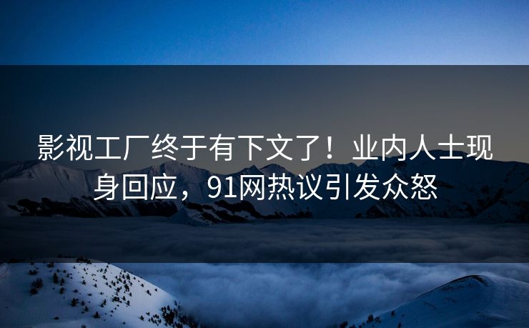 影视工厂终于有下文了！业内人士现身回应，91网热议引发众怒